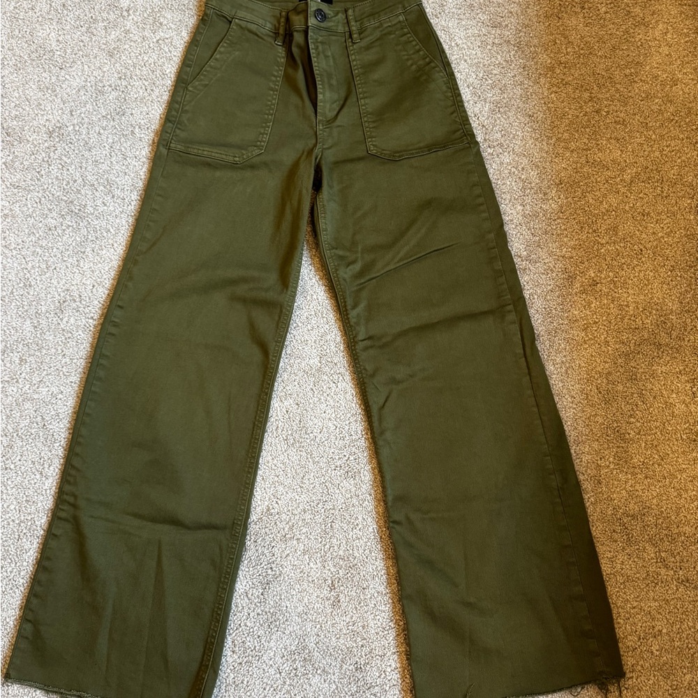 Olive Green Wide-Leg Pants